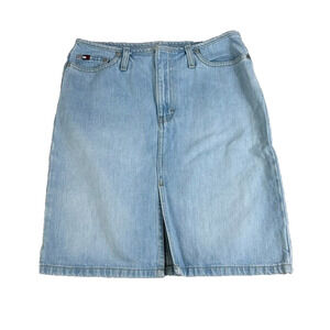 Tommy Hilfiger Skirt Womens 4 Denim Jean Light Faded Wash Y2K Modest Vintage